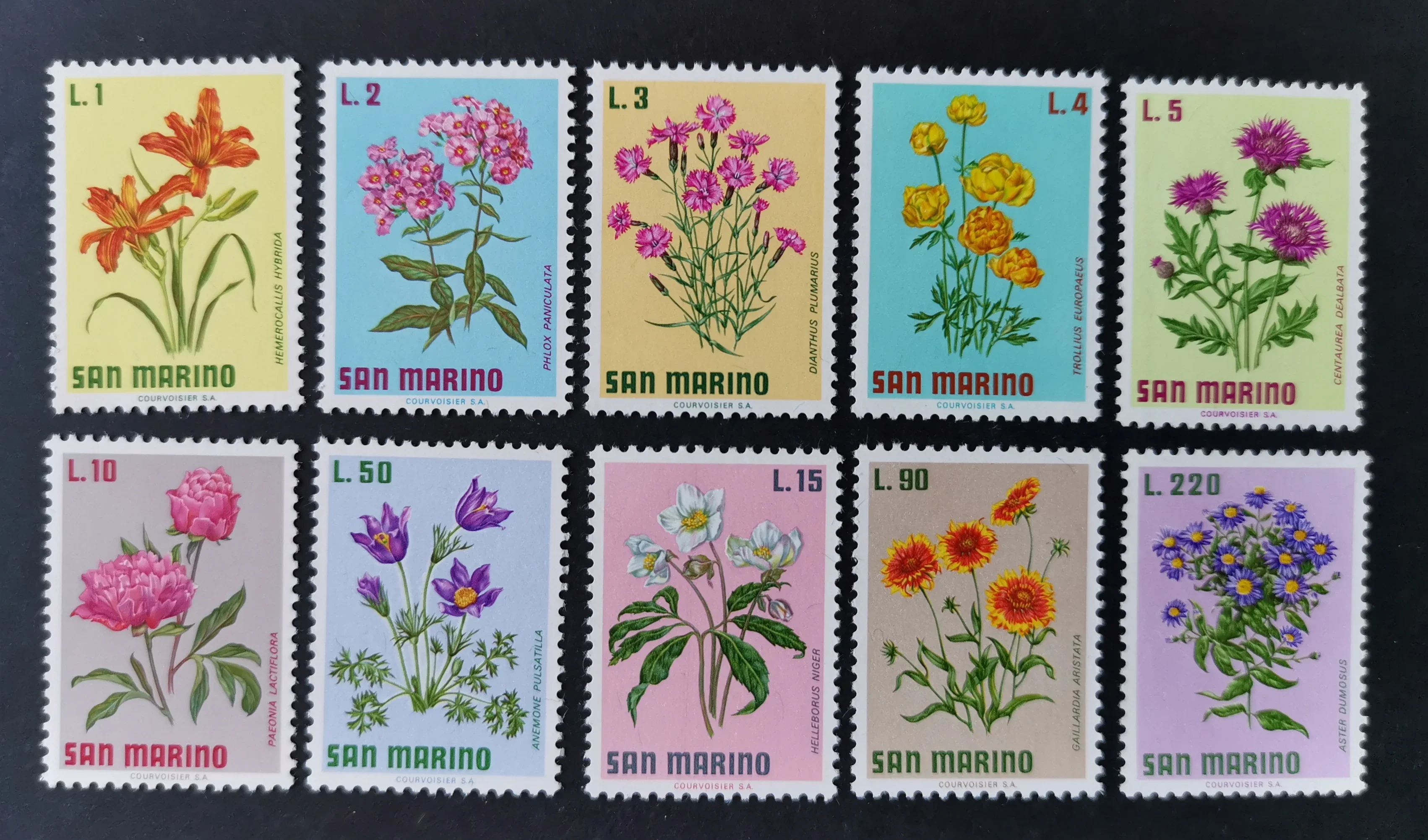 Марки цветов фото 10 шт./компл. новая почтовая печать Сан-Марино 1971 Печать Растений всех видов ц