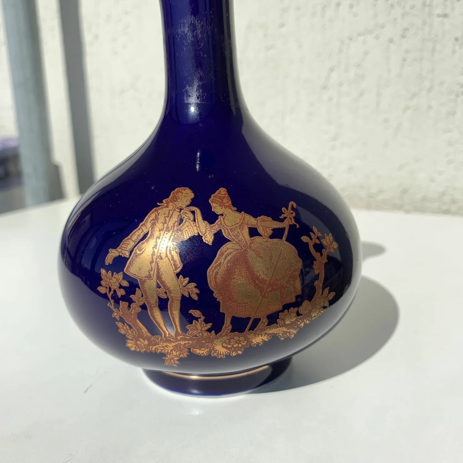 Марки ваза фото Vintage: Cobalt vase "Cavalier with a lady", Japan (4688) - купить на Ярмарке Ма