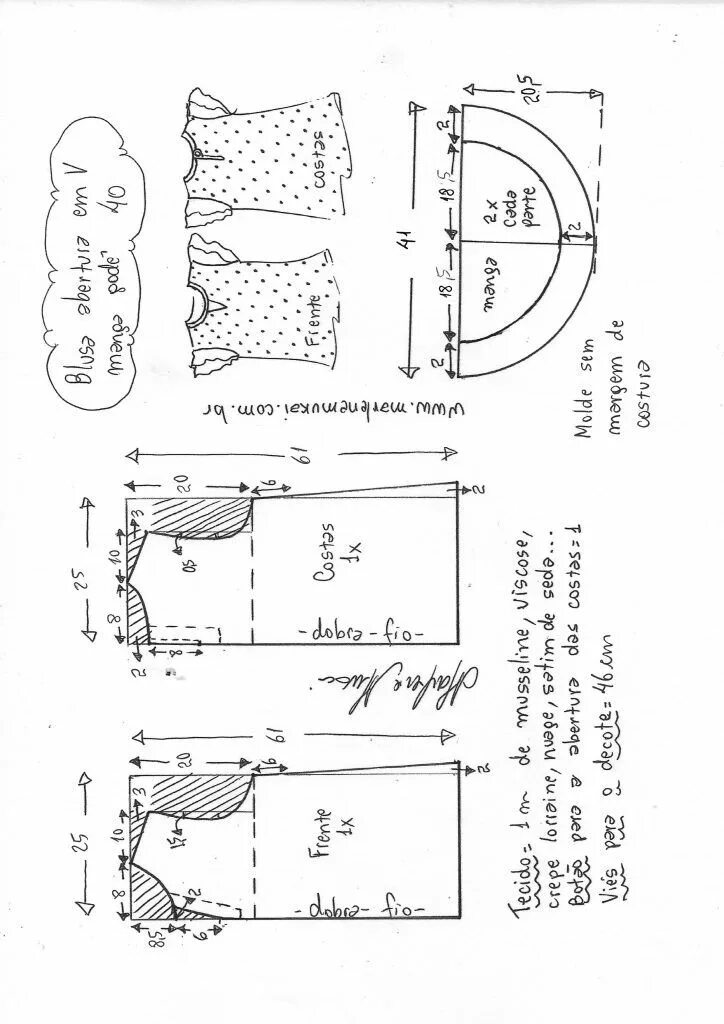 Марлен мукай детские выкройки Blusa com abertura em V e manga godê - Marlene Mukai T shirt sewing pattern, Kid