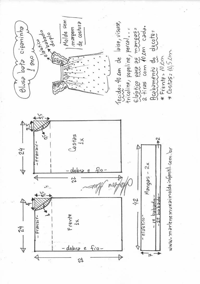 Марлен мукай детские выкройки Blusa Bata Ciganinha - Diy- Marlene Mukai - Molde Infantil Baby sewing patterns,