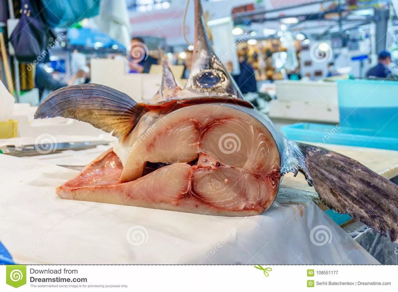 Марлин мясо фото Cutted Raw Piece of Marlin Fish on the Market Stock Image - Image of people, fis