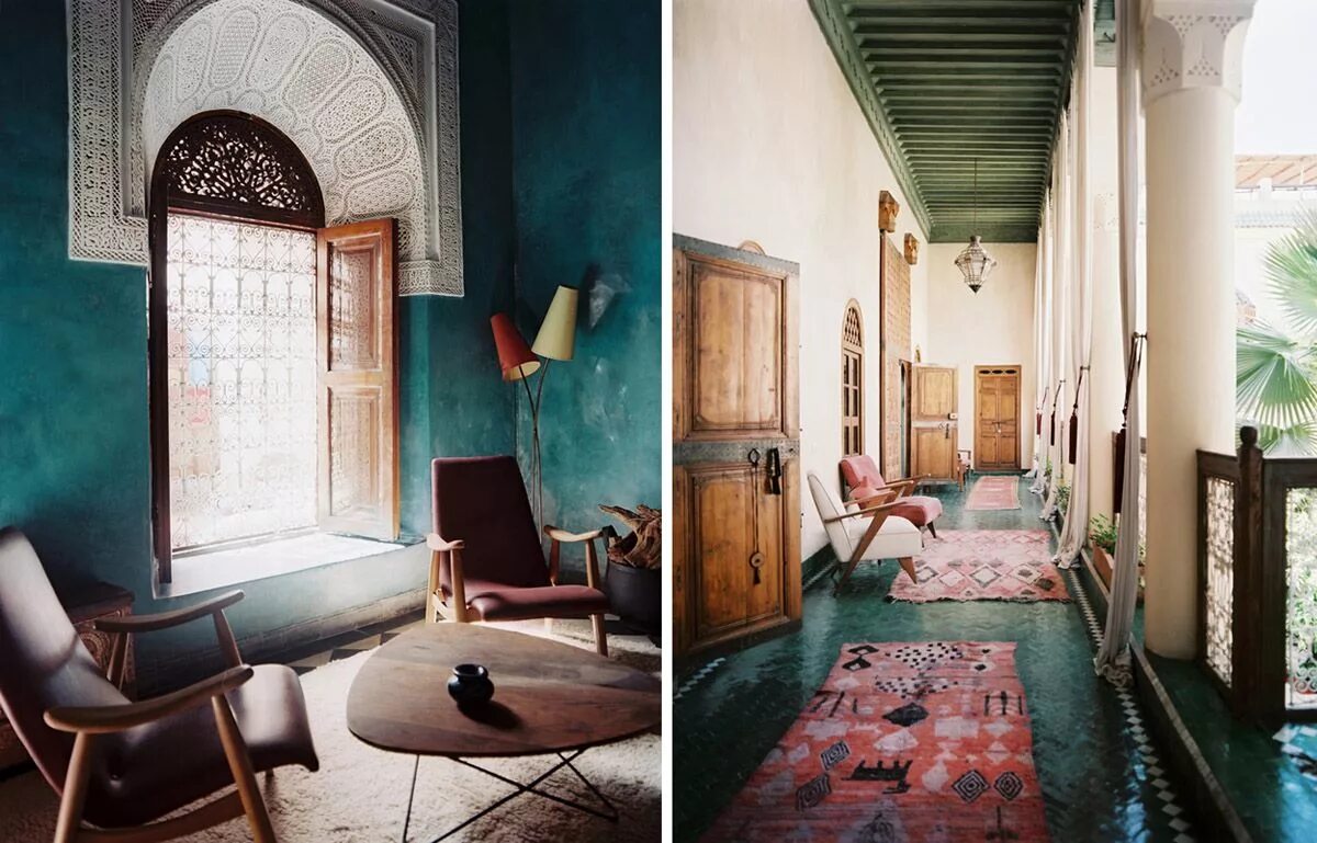 Марокканский интерьер в квартире Riad el Fenn hotel, Marrakesh; photo: Patrick Cline, via Lonny Magazine. Interio