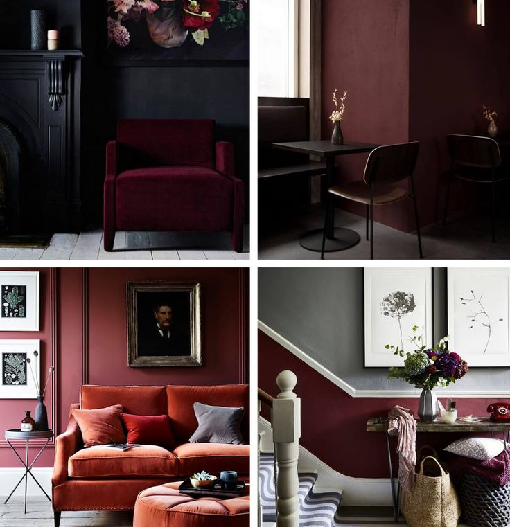 Марсала сочетание в интерьере Burgundy Red - Autumn Winter '17 Interior Design Trend Burgundy walls, Interior 