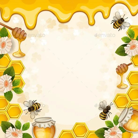 Мед рамка для фото Background with Bees and Honey Bee painting, Bee pictures, Bee drawing
