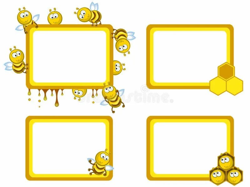 Мед рамка для фото Bees frameworks. Set of frameworks. Comical cheerful bees. Medical. Honeycombs #