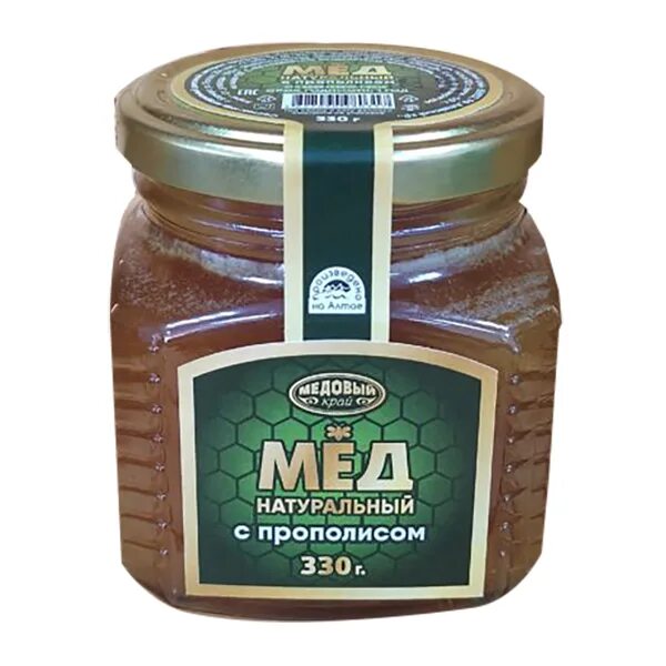 Мед с прополисом фото Мед с прополисом "Медовый край", 330 гр. - ПОЛЯНКА ecoshop