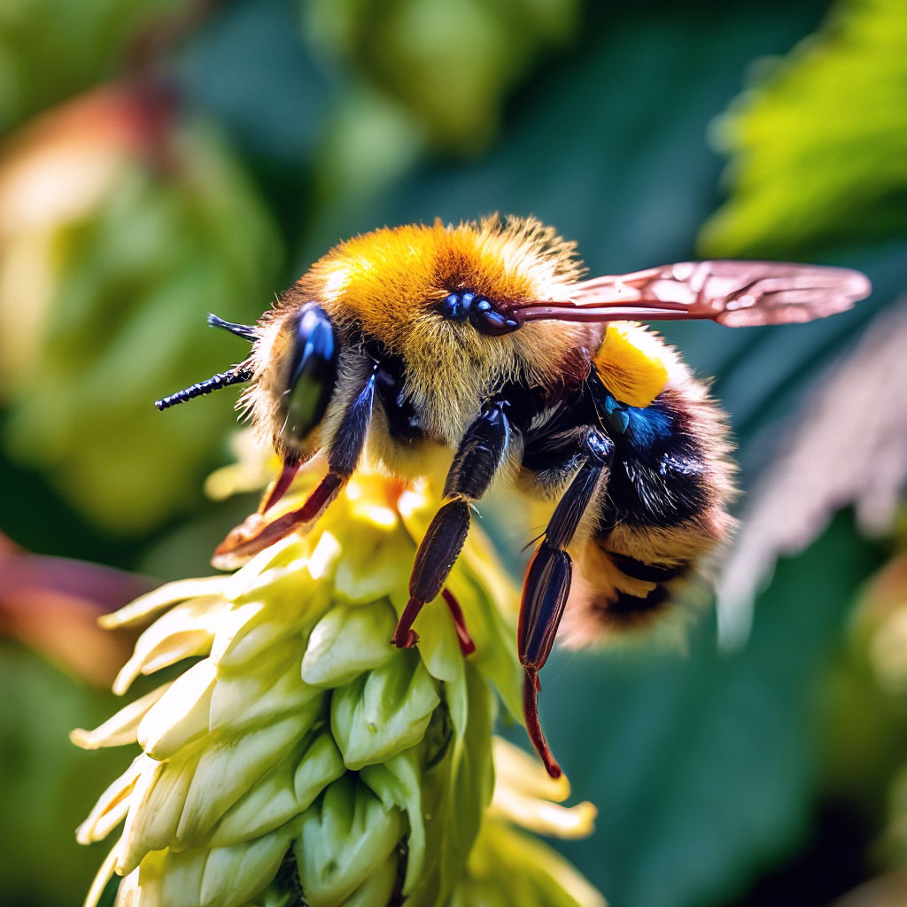 Мед шмеля фото "Shaggy bumblebee on fragrant hops, , ." - image created in Shedevrum