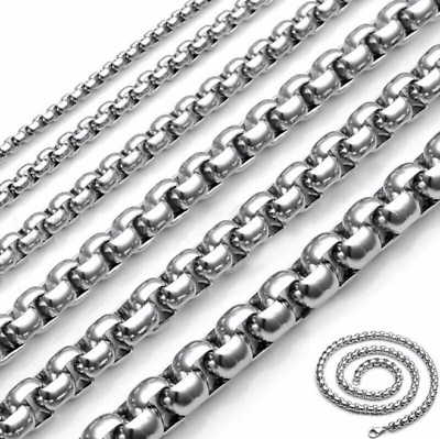 Медицинская сталь фото 2/3/4mm мужские из нержавеющей стали ожерелье круглая коробка звена цепочки сере