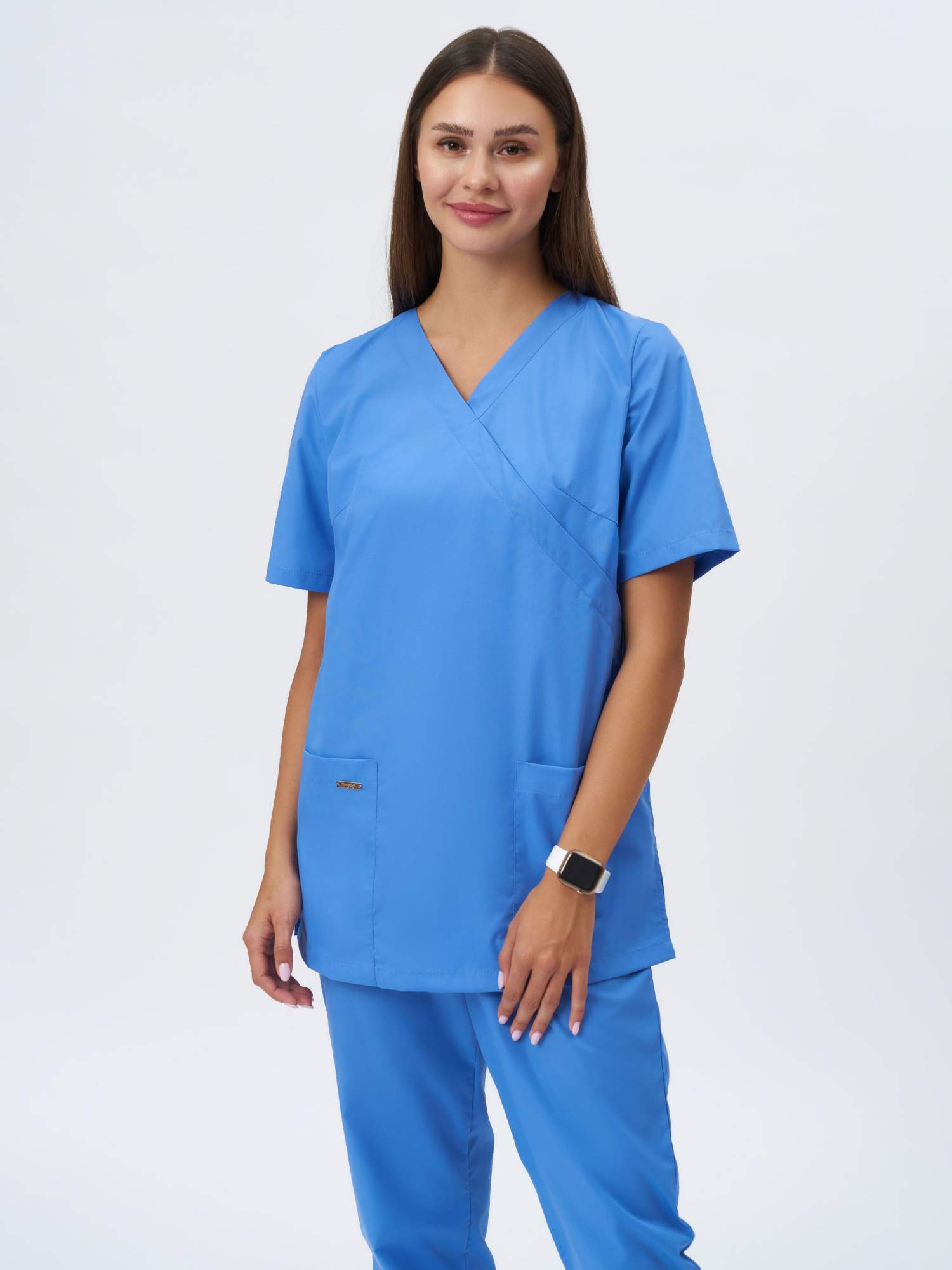 Медицинские костюмы фото цены Костюм медицинский женский Capriz E754/L073 голубой 46/170 RU - купить в Москве,