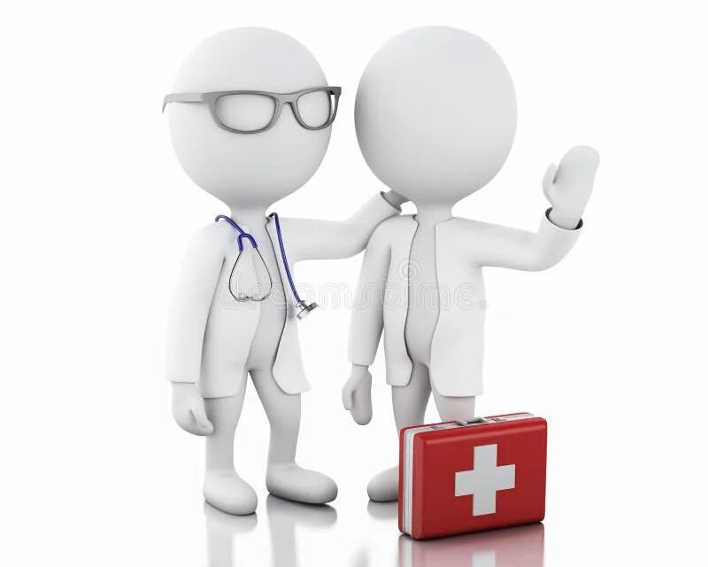 Медицинские работники картинки для презентаций 3d People Doctors with a Stethoscope and First Aid Kit. Stock Illustration - Ill
