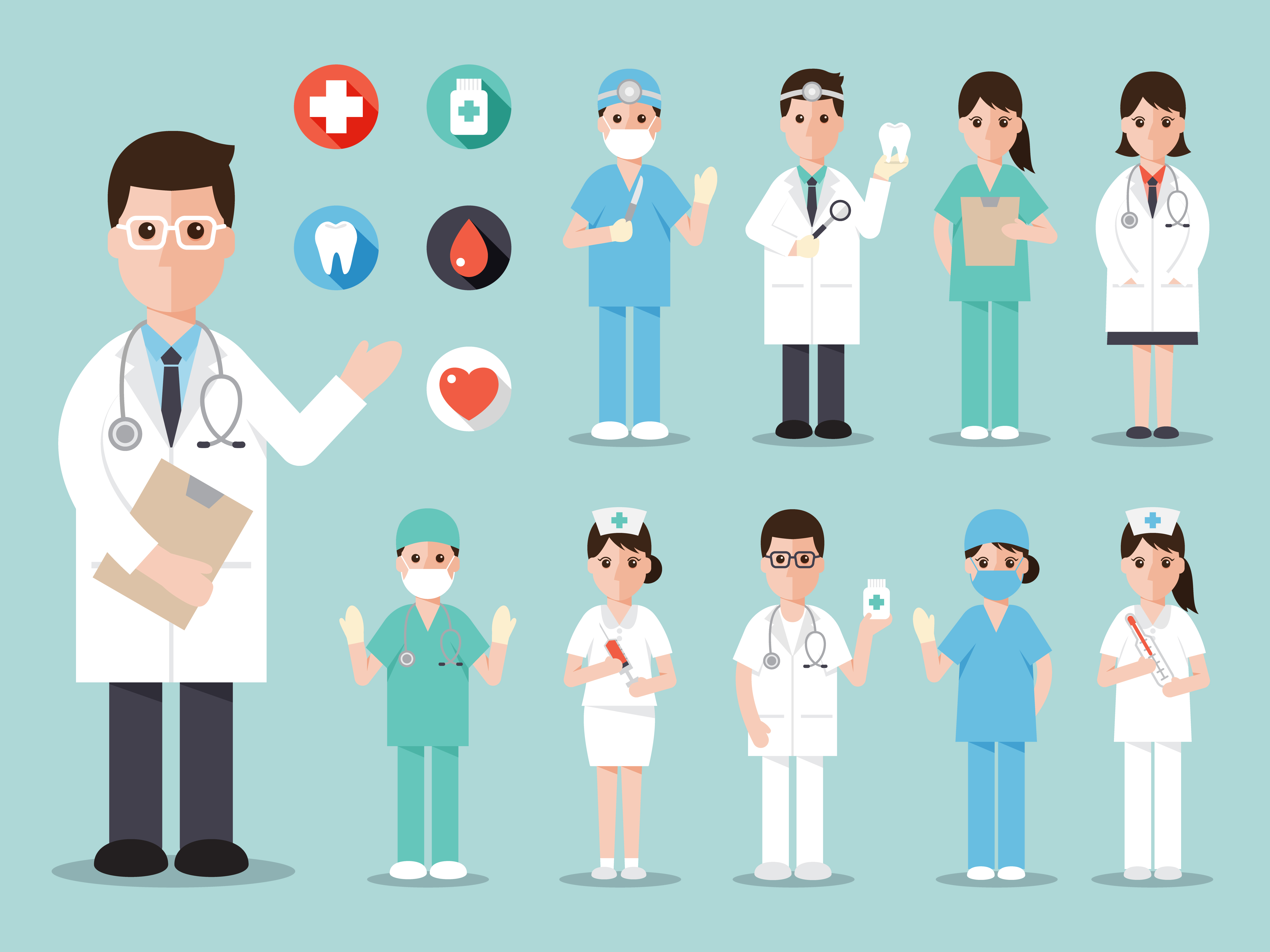 Медицинские работники картинки для презентаций Medical and hospital characters 340021 Vector Art at Vecteezy