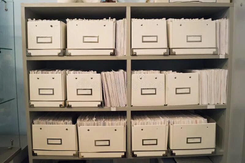 Медицинский архив фото Registry or Archive of Medical Folders in the Dental Clinic. Stock Photo - Image