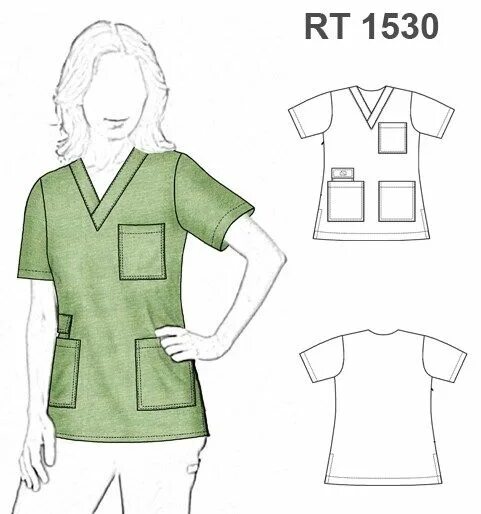 Медицинский костюм выкройка бесплатно скачать MOLDE: BLUSA TRABAJO RT 1530 Ropa de enfermera, Patrones de ropa, Patrones de co