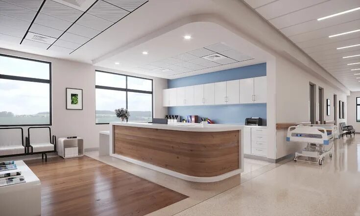 Медицинский центр фото внутри MEDICAL CENTER RENDERING - RECEPTION ROOM - Artistic Visions Hospital interior d