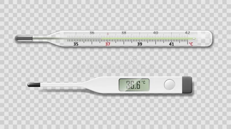 Медицинский термометр фото Medical Electrical and Mercury Thermometer on Transparent Background. Realistic 