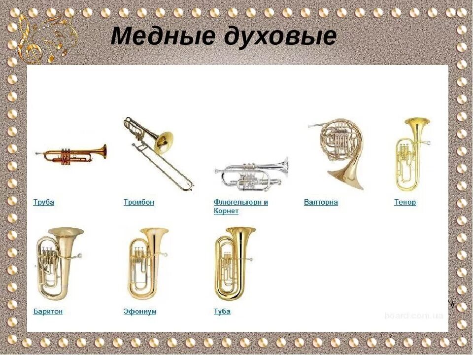 Медные духовые музыкальные инструменты названия и фото Медные музыкальные инструменты список фото - PwCalc.ru