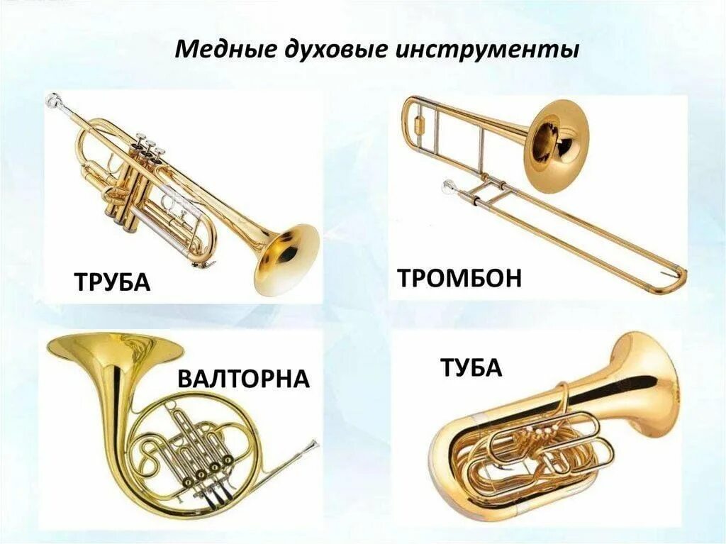Медные духовые музыкальные инструменты названия и фото Медные духовые симфонического оркестра". 2023, Рославльский район - дата и место