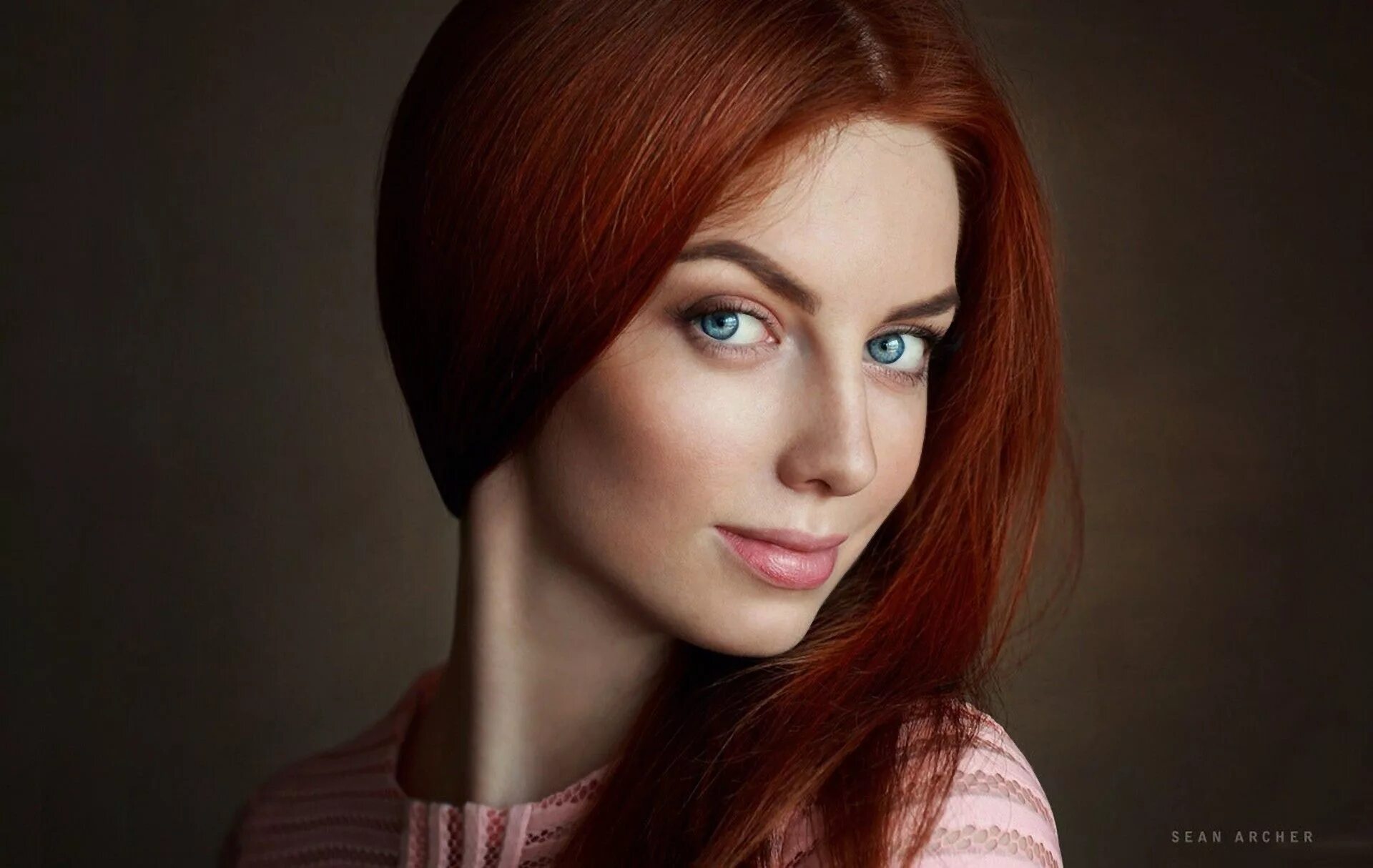 Медные волосы и зеленые глаза фото People 1920x1214 women redhead face portrait blue eyes Sean Archer looking at vi