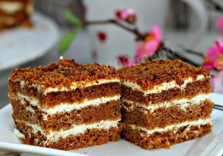 Медовик без сметаны рецепт с фото Медовик без раскатки коржей с курагой и сметанным кремом