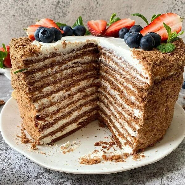 Медовик с сметанным кремом с фото Божественно вкусный, нежнейший шоколадный медовый торт со сметанным кремом