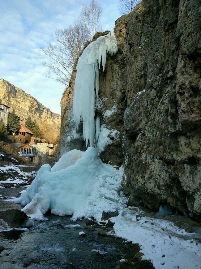 Медовые водопады зимой фото Медовые водопады кисловодск фото зимой - Азимут Тур