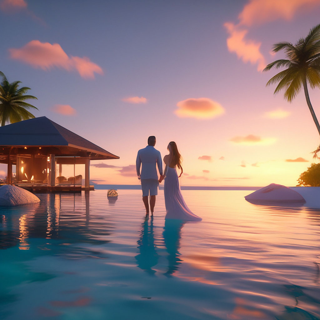 Медовый месяц фото "Honeymoon in maldives, love, luxury ." - image created in Shedevrum