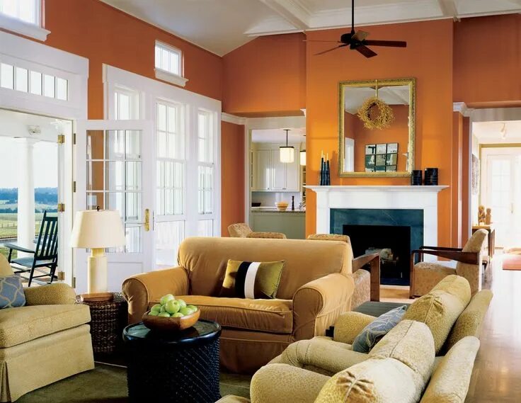 Медовый цвет в интерьере orange walls for kitchen - color Living room orange, Burnt orange living room, F
