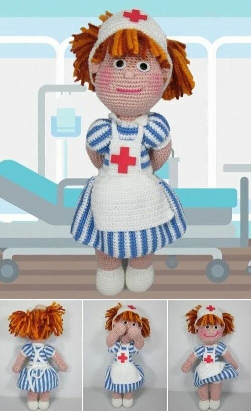 Медсестра крючком с описанием и схемами Nurse Doll Amigurumi - Free Pattern Beautiful Skills - Crochet Knitting Quilting
