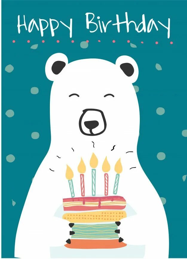 Медведь на день рождения фото Premium Vector White polar bear holding a birthday cake idea for birthday card P