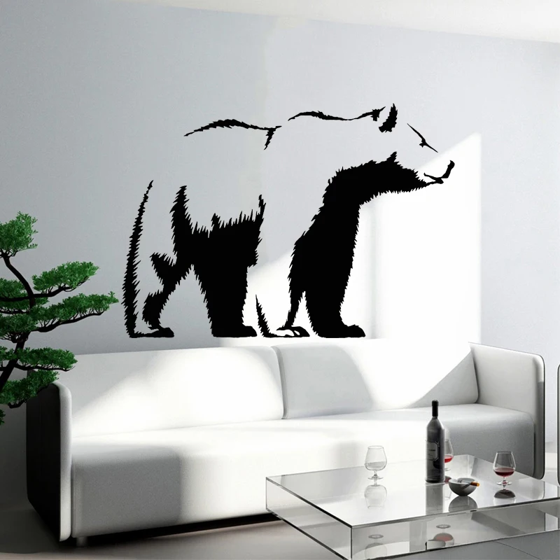 Медведь на стену декор Bear Grizzly Wall Sticker Wild Animal Decal Urban Art Animals Stickers Creative 