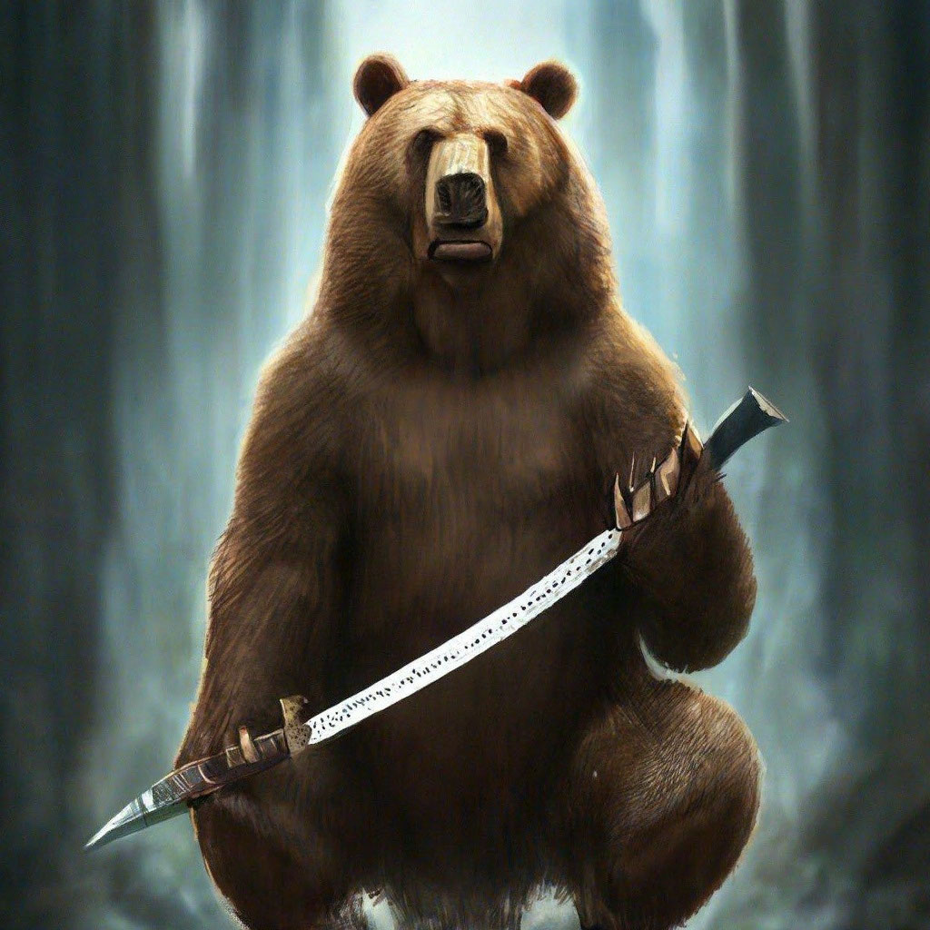 Медведь с боку фото "Brown bear,sideways,in the paws of a ." - image created in Shedevrum