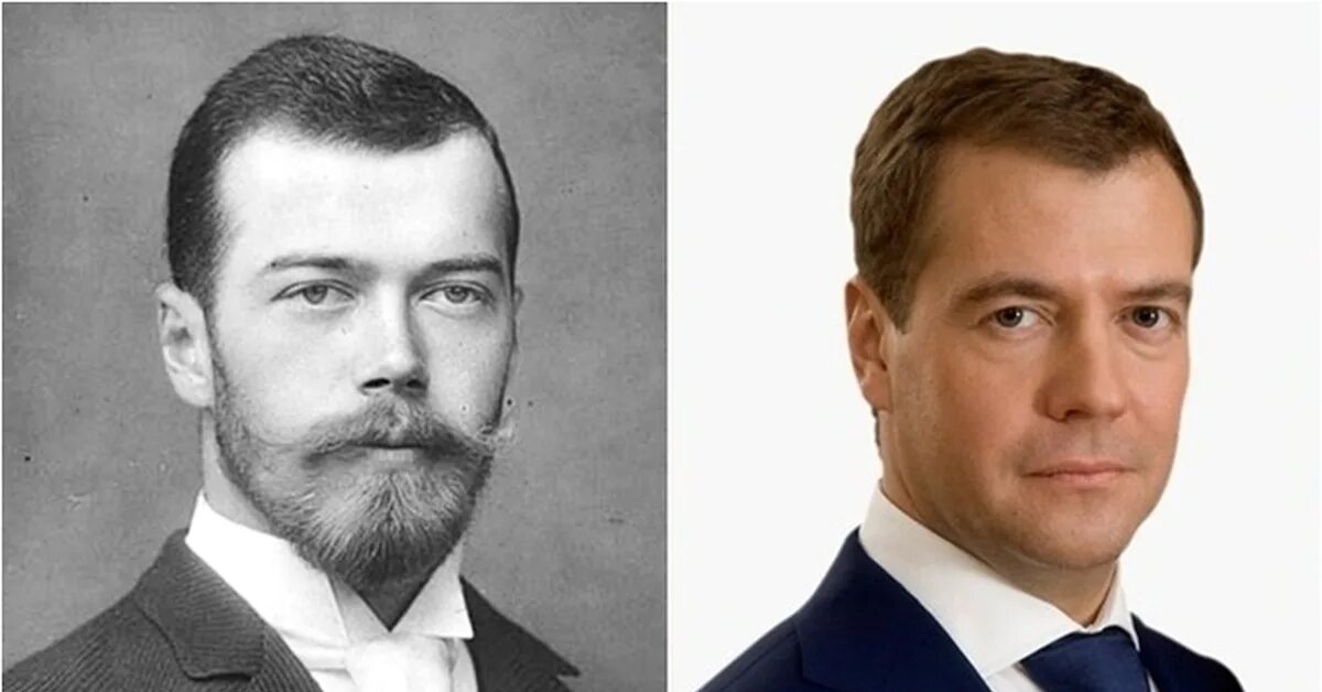 Медведев и николай второй сходство фото Почему Дмитрий Медведев похож на Николая Второго, а Навальный* на молодого Ельци