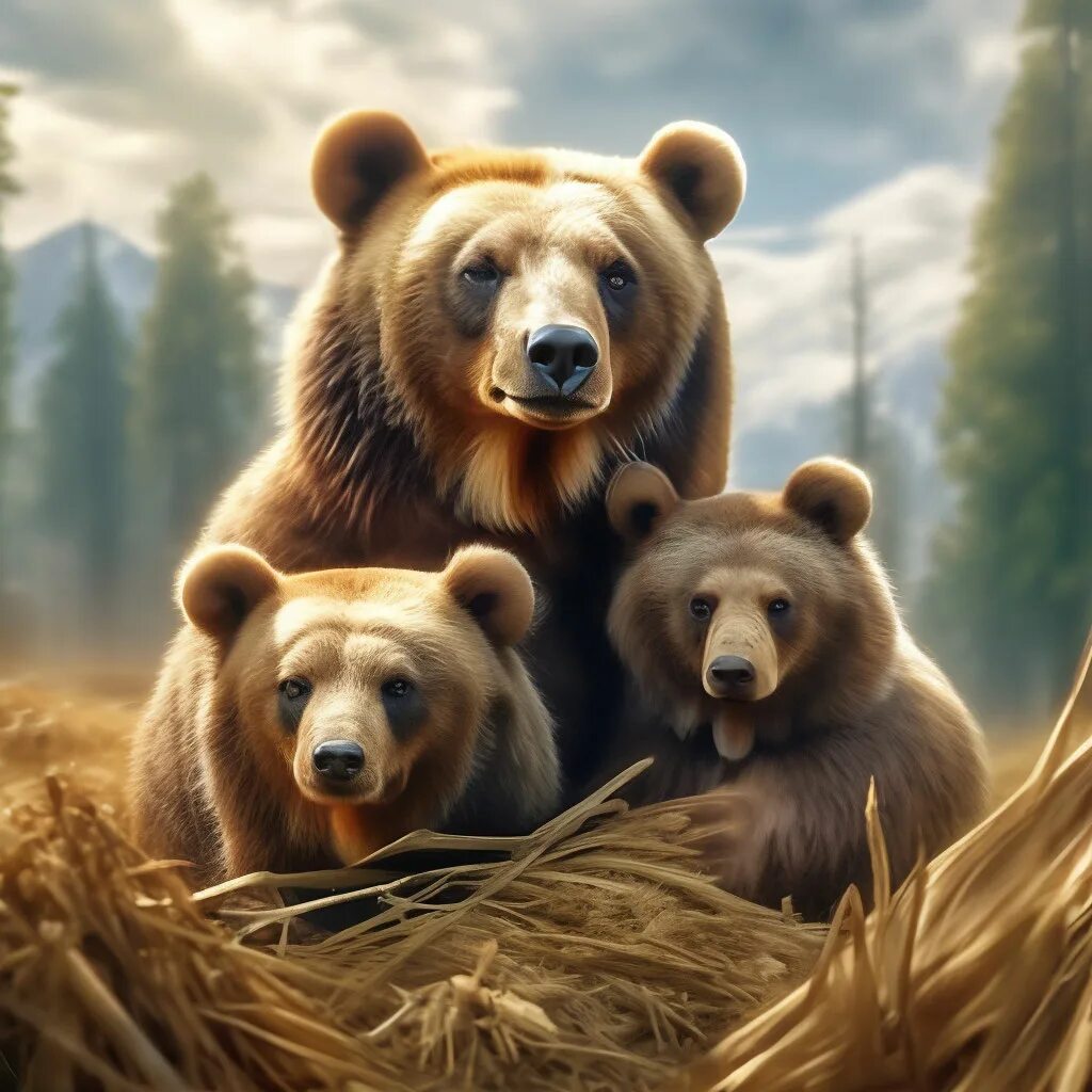 Медведи семья фото "A family of Himalayan bears. , two ." - image created in Shedevrum