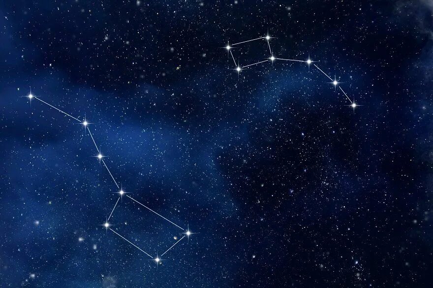 Медведица на небе фото The constellation Ursa Major and Ursa Minor in the starry sky as background Ursa
