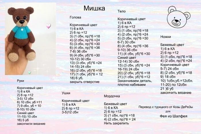 Медвежонок амигуруми крючком схема Кролик Неле, Розовая Пантера, ангелочки, Мистер Лягуш, мишка и лис - амигуруми. 