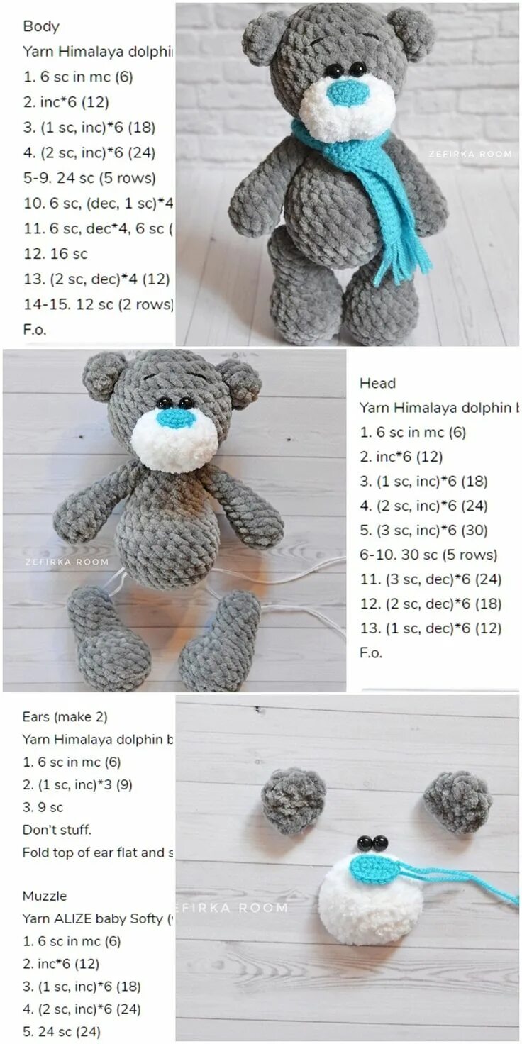 Медвежонок игрушка крючком схемы Amigurumi Crochet Plush Bear Free Pattern - Amigurumi Crochet Crochet teddy bear