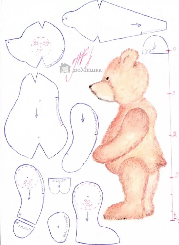 Медвежонок выкройка своими руками выкройка для мишек тедди Coser animales de peluche, Oso de fieltro, Osos de pelu