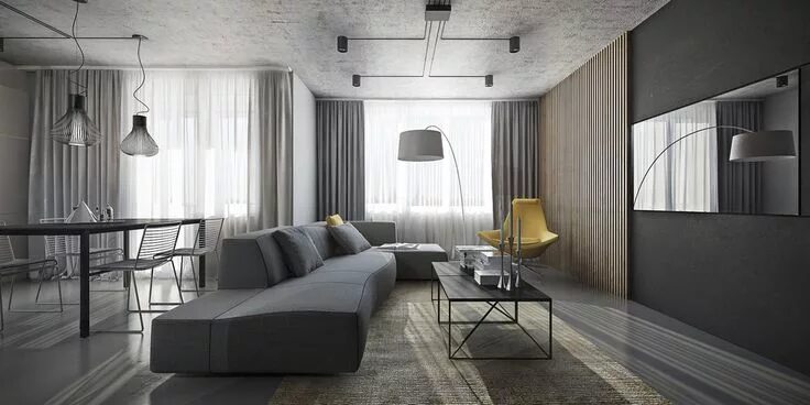 Минимализм в серых тонах в интерьере modern-loft-design Interior Design Ideas Interior design, Apartment interior, Mo