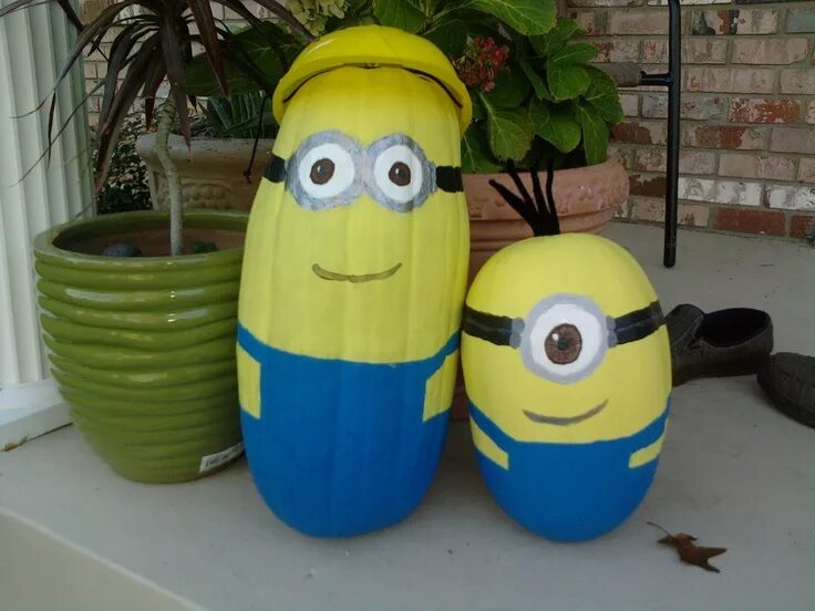 Миньон из кабачка поделка пошагово с фото Minion Pumpkins Halloween Crafts