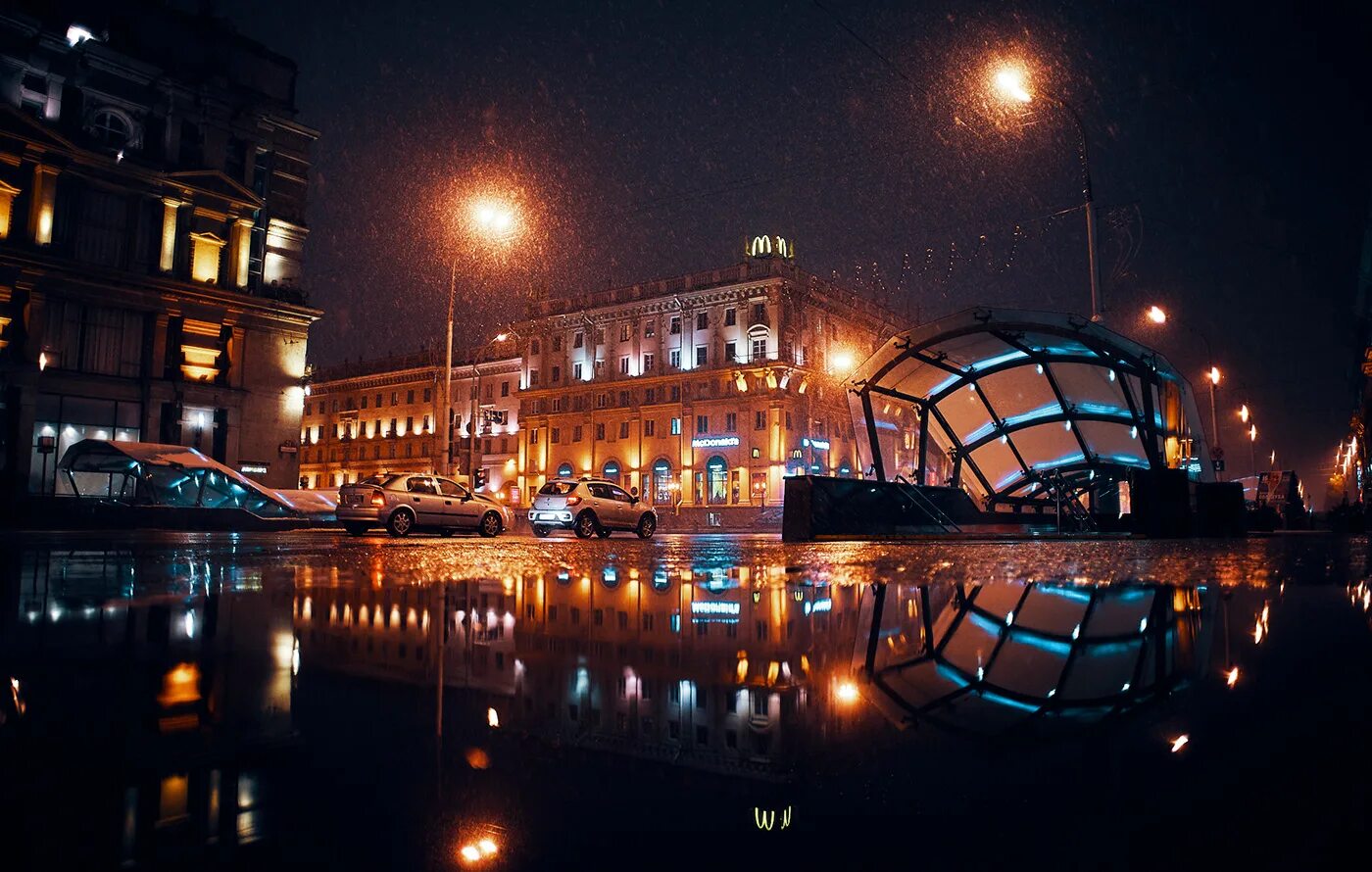 Минск ночью фото Minsk Reflections :: Behance