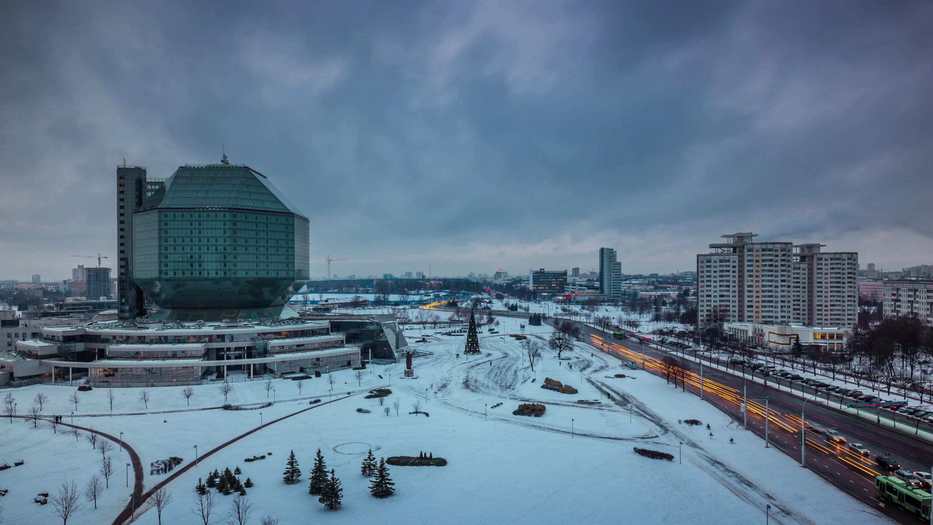 Минск в январе фото Biélorussie hiver ville de minsk célèbre panorama de la bibliothèque nationale 4