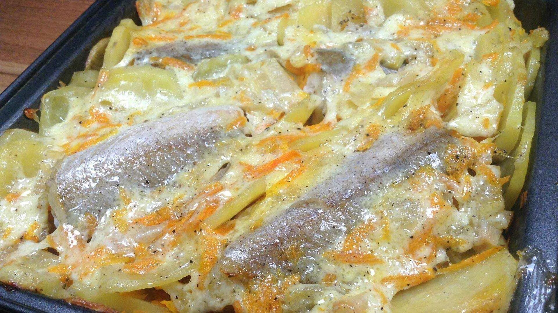 Минтай в духовке пошагово с фото Картинки МИНТАЙ С КАРТОШКОЙ В ФОЛЬГЕ