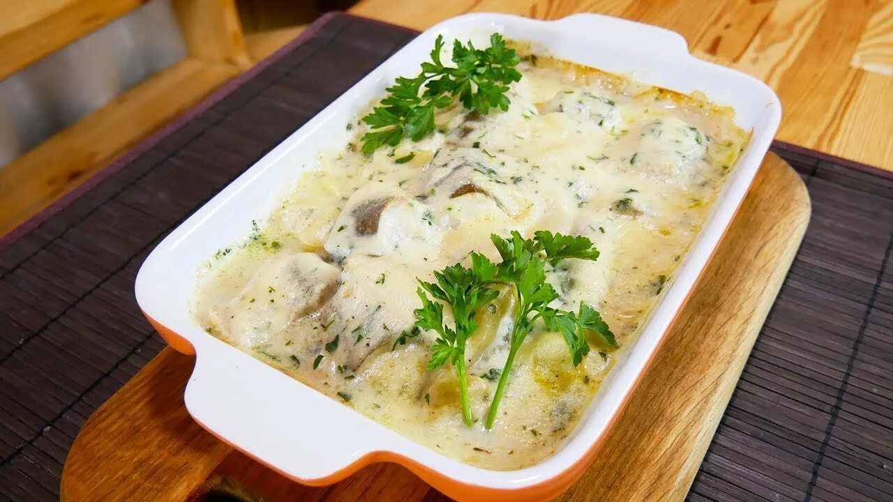 Минтай в соусе рецепт с фото Рыба Хек с Картошкой Запеченный в Духовке Рецепт Очень вкусная Рыба без костей -