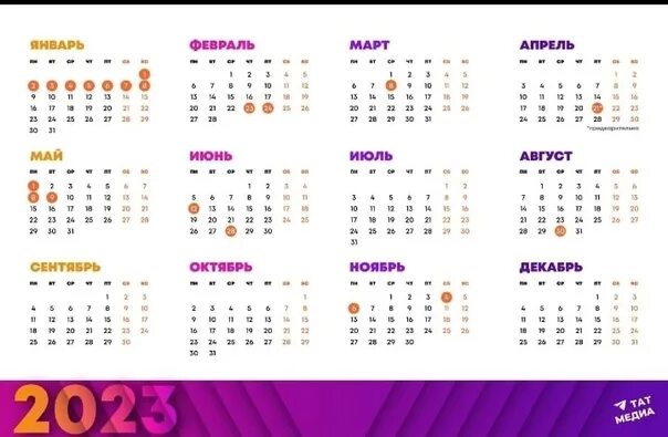 Минтруд утвердил производственный календарь на 2025 Tatarstan Ministry of Labor has published a production calendar for 2023 In tota