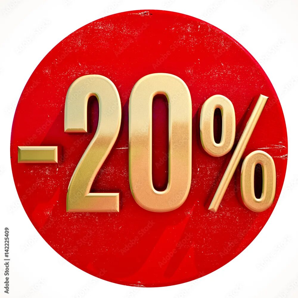 Минус 20 фото Gold 20 Percent Sign on Red Stock Photo Adobe Stock