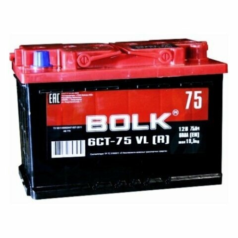 Мир больших колес д стрелково 33а фото Аккумулятор BOLK 75 А/ч, российская полярность. BOLK-75-PP - купить в интернет-м