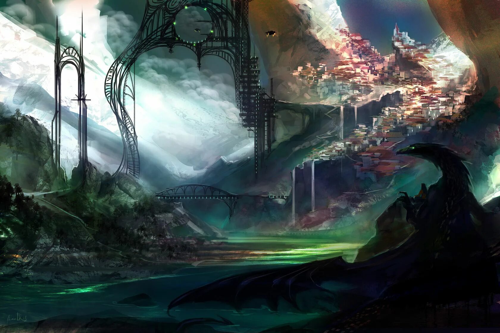 Мир фэнтези фото Tale of the Black Dragon by anndr on deviantART Sci fi landscape, Fantasy landsc