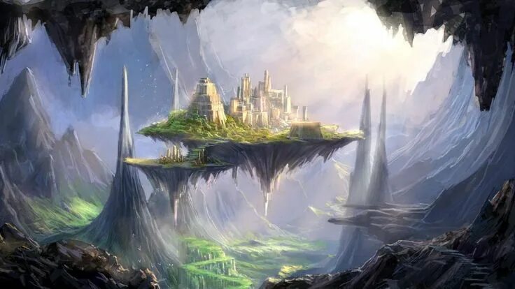 Мир фэнтези фото Fantasy City Fortress Wallpaper Fantasy city, Castle in the sky, Fantasy landsca