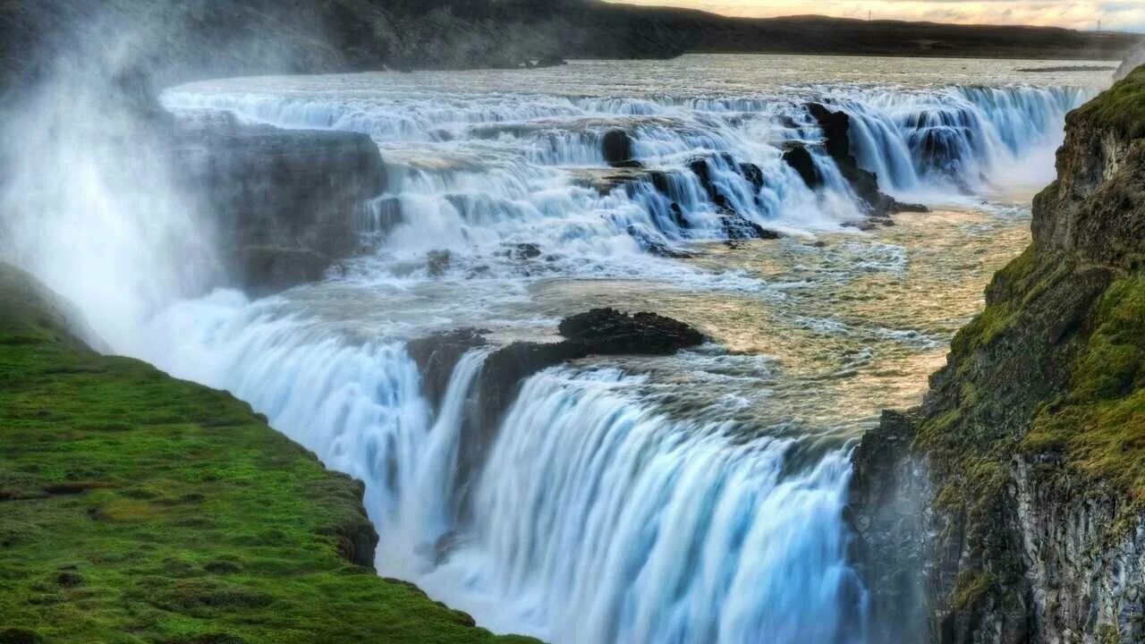 Мир фото скачать бесплатно Картина на холсте 60x110 Альянс Лес "Водопад Виктория на реке Замбези" на подрам