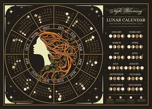 Мир космоса стрижка 2023 календарь Lunar Hair Care Calendar 2024 - NightBlooming Care calendar, New moon dates, Cal